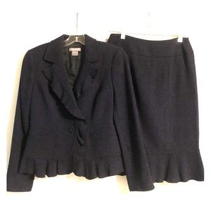 PETITE NAVY BLUE TWEED SUIT